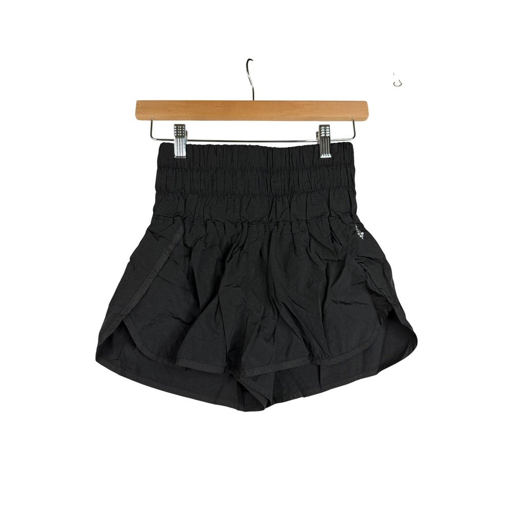 Free People Movement The Way Home High Rise Smocked Waist Shorts size Small Blac